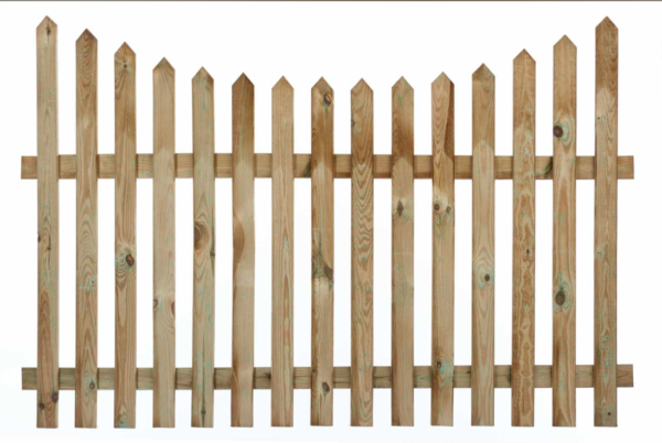 WOODEN PICKET FENCE PANEL CORVED SHARP TOP NATURAL SMALL