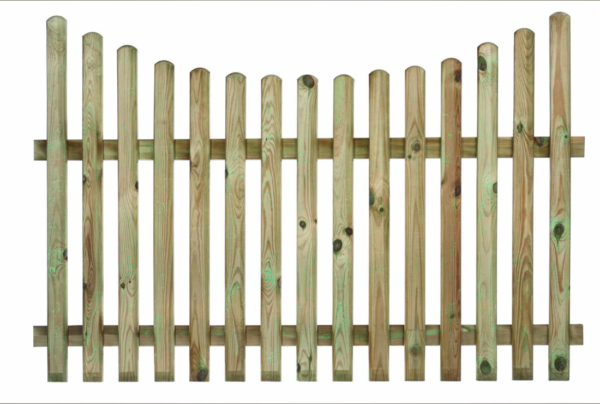 WOODEN PICKET FENCE PANEL CORVED ROUND TOP NATURAL SMALL