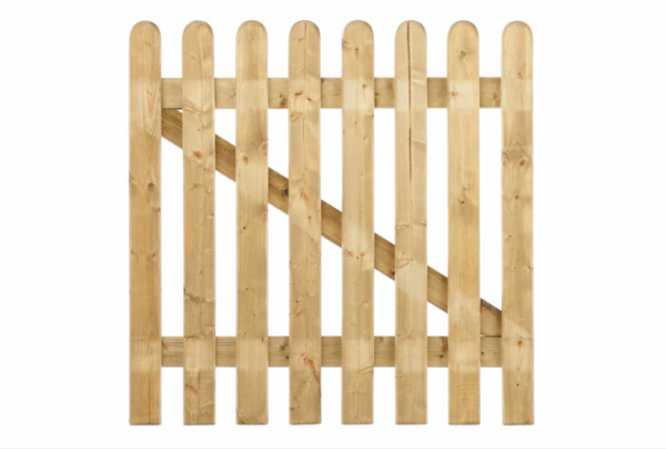 WOODEN PICKET FENCE PANEL ROUND TOP NATURAL SMALL