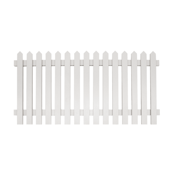 WOODEN PICKET FENCE PANEL SHARP TOP WHITE SMALL